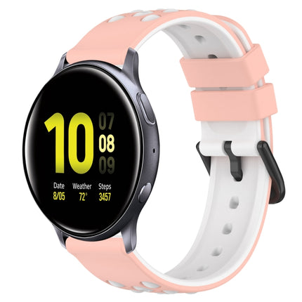 20mm Two-Color Porous Silicone Watch Band, For Samsung  Galaxy Watch4 Classic 46mm, For Samsung Galaxy Watch Active2 40mm