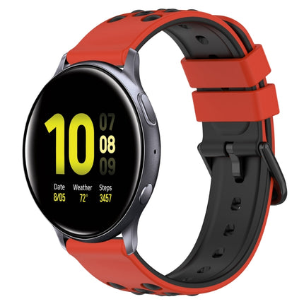 20mm Two-Color Porous Silicone Watch Band, For Samsung  Galaxy Watch4 Classic 46mm, For Samsung Galaxy Watch Active2 40mm
