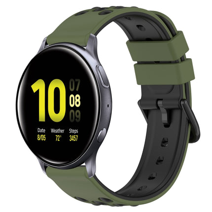 20mm Two-Color Porous Silicone Watch Band, For Samsung  Galaxy Watch4 Classic 46mm, For Samsung Galaxy Watch Active2 40mm