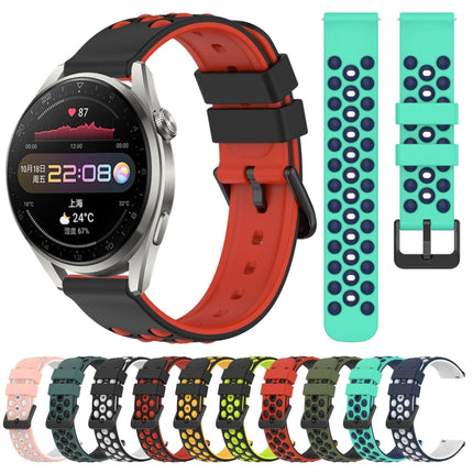 22mm Two-Color Porous Silicone Watch Band, For Huawei Watch 3 Pro, For Huawei GT2 Pro