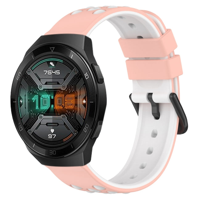 22mm Two-Color Porous Silicone Watch Band, For Huawei Watch GT 2E, For Huawei GT2 46mm