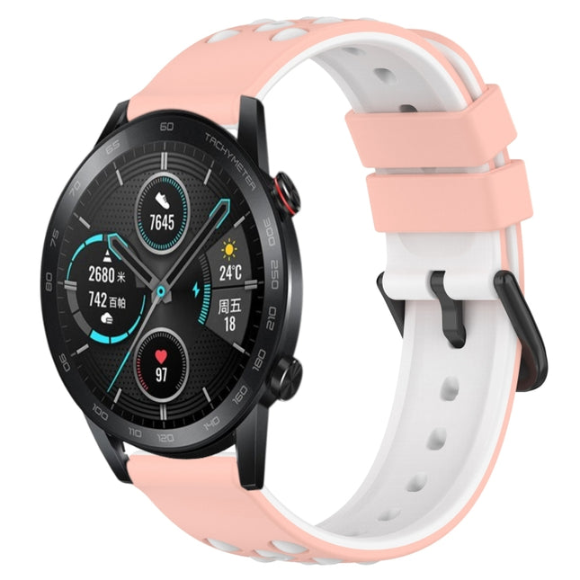 22mm Two-Color Porous Silicone Watch Band, For Honor Magic Watch 2 46mm, For Honor Watch Dream