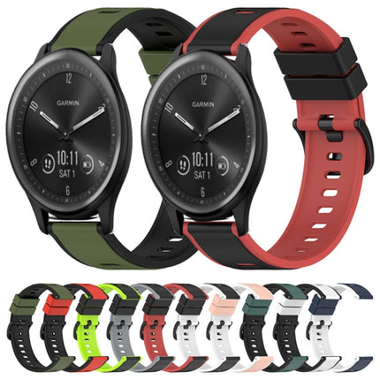 22mm Two-Color Silicone Watch Band, For Garmin Vivomove Sport, For Garmin Venu 2 Plus