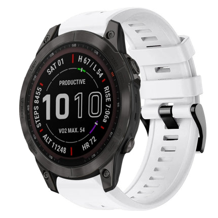 Metal Buckle Solid Color Silicone Watch Band, For Garmin Fenix 7, For Garmin Fenix 7 Solar, For Garmin Fenix 7 Sapphire Solar