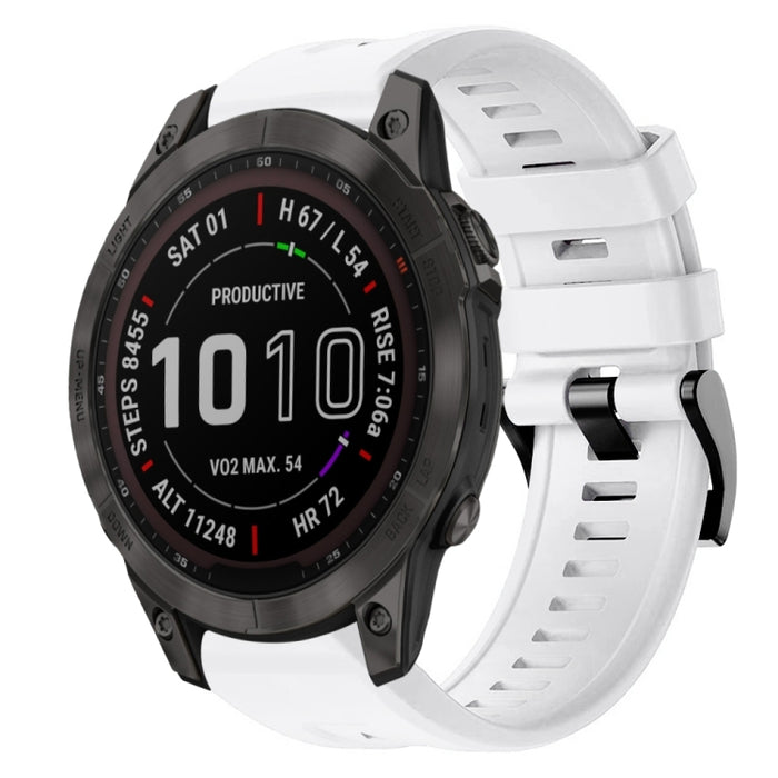 Metal Buckle Solid Color Silicone Watch Band, For Garmin Fenix 7, For Garmin Fenix 7 Solar, For Garmin Fenix 7 Sapphire Solar