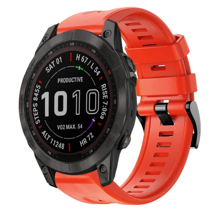 Metal Buckle Solid Color Silicone Watch Band, For Garmin Fenix 7, For Garmin Fenix 7 Solar, For Garmin Fenix 7 Sapphire Solar
