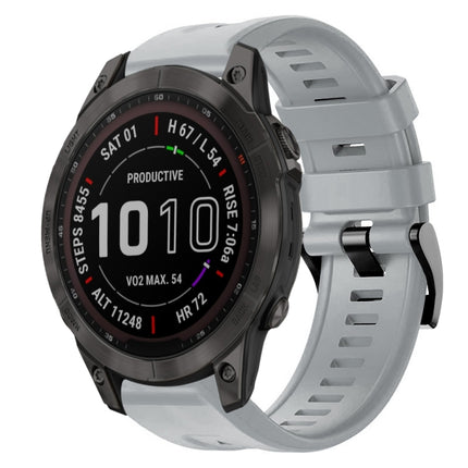 Metal Buckle Solid Color Silicone Watch Band, For Garmin Fenix 7, For Garmin Fenix 7 Solar, For Garmin Fenix 7 Sapphire Solar