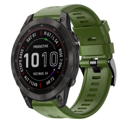 Metal Buckle Solid Color Silicone Watch Band, For Garmin Fenix 7, For Garmin Fenix 7 Solar, For Garmin Fenix 7 Sapphire Solar