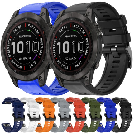 Metal Buckle Solid Color Silicone Watch Band, For Garmin Fenix 7, For Garmin Fenix 7 Solar, For Garmin Fenix 7 Sapphire Solar