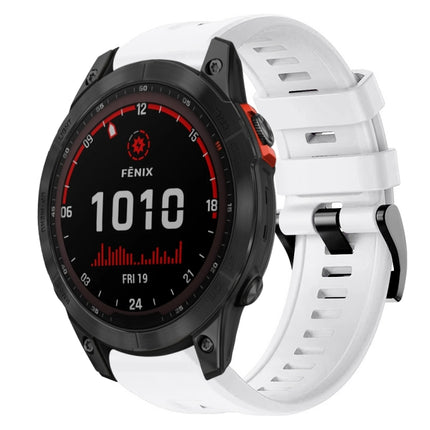 Metal Buckle Solid Color Silicone Watch Band, For Garmin Fenix 7, For Garmin Fenix 7 Solar, For Garmin Fenix 7 Sapphire Solar