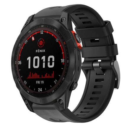 Metal Buckle Solid Color Silicone Watch Band, For Garmin Fenix 7, For Garmin Fenix 7 Solar, For Garmin Fenix 7 Sapphire Solar