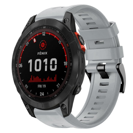 Metal Buckle Solid Color Silicone Watch Band, For Garmin Fenix 7, For Garmin Fenix 7 Solar, For Garmin Fenix 7 Sapphire Solar