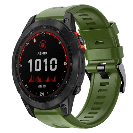 Metal Buckle Solid Color Silicone Watch Band, For Garmin Fenix 7, For Garmin Fenix 7 Solar, For Garmin Fenix 7 Sapphire Solar