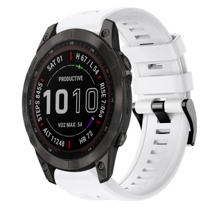 Metal Buckle Solid Color Silicone Watch Band, For Garmin Fenix 7, For Garmin Fenix 7 Solar, For Garmin Fenix 7 Sapphire Solar