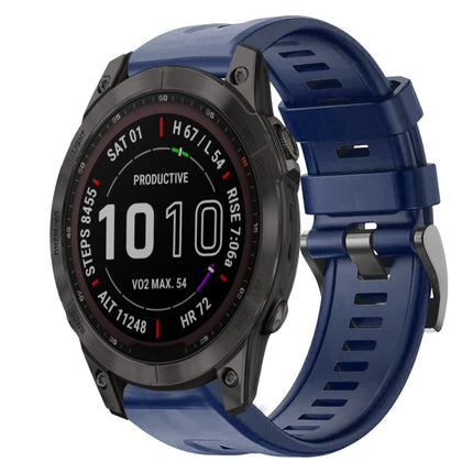Metal Buckle Solid Color Silicone Watch Band, For Garmin Fenix 7, For Garmin Fenix 7 Solar, For Garmin Fenix 7 Sapphire Solar