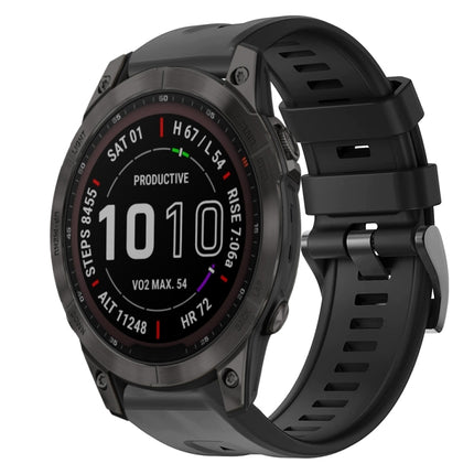 Metal Buckle Solid Color Silicone Watch Band, For Garmin Fenix 7, For Garmin Fenix 7 Solar, For Garmin Fenix 7 Sapphire Solar