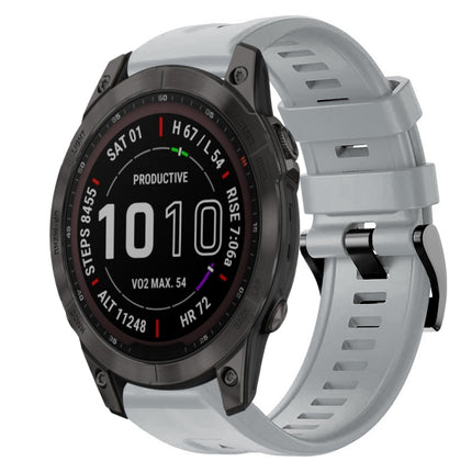 Metal Buckle Solid Color Silicone Watch Band, For Garmin Fenix 7, For Garmin Fenix 7 Solar, For Garmin Fenix 7 Sapphire Solar