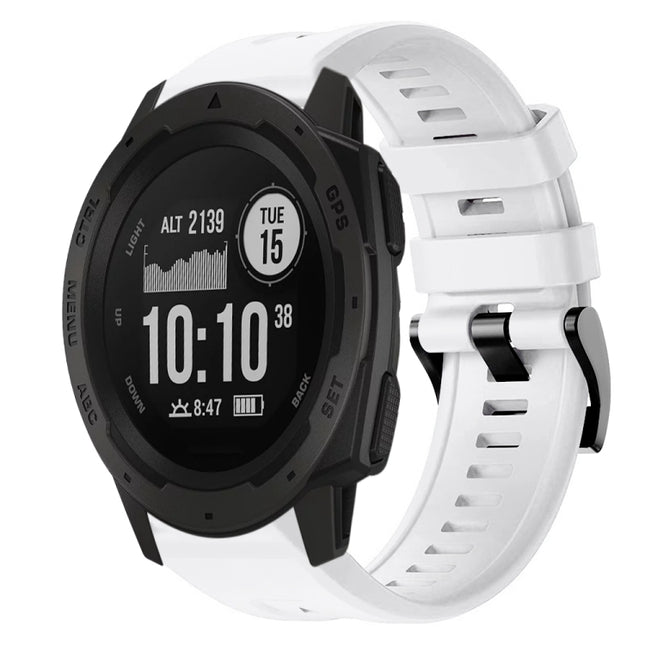 Metal Buckle Solid Color Silicone Watch Band, For  Garmin Instinct, For Garmin Approach S62, For Garmin Fenix 6 GPS