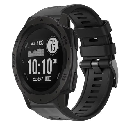 Metal Buckle Solid Color Silicone Watch Band, For  Garmin Instinct, For Garmin Approach S62, For Garmin Fenix 6 GPS