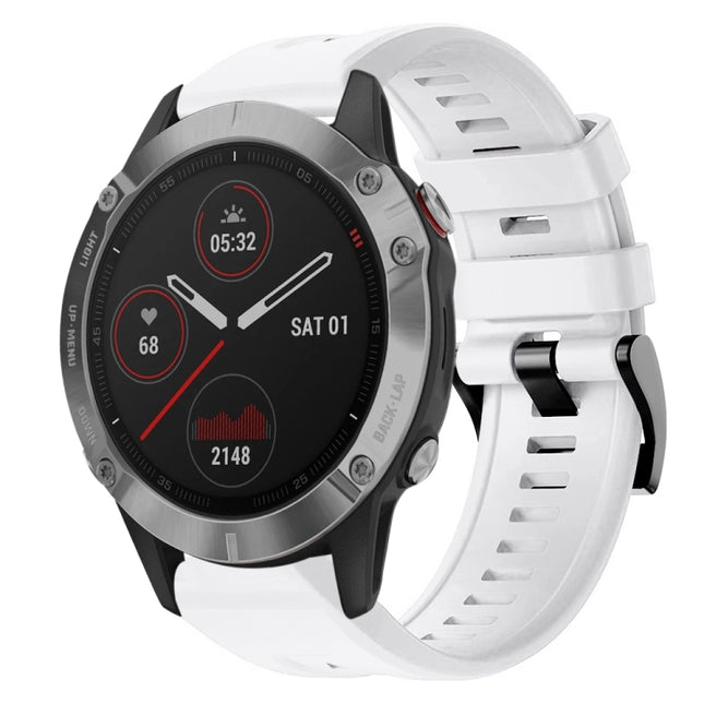 Metal Buckle Solid Color Silicone Watch Band, For  Garmin Instinct, For Garmin Approach S62, For Garmin Fenix 6 GPS