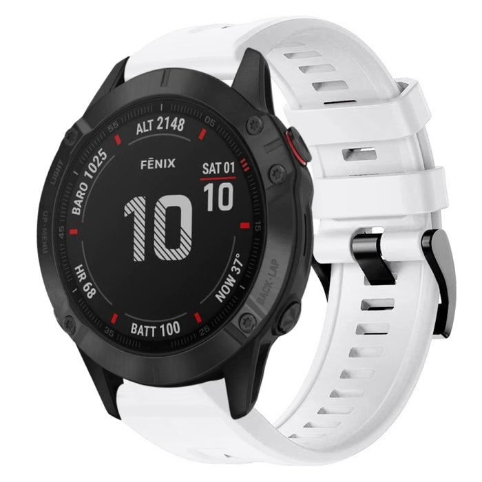Metal Buckle Solid Color Silicone Watch Band, For Garmin Fenix 6 Pro GPS, For Garmin Fenix 6 Sapphire GPS, For Garmin Fenix 5