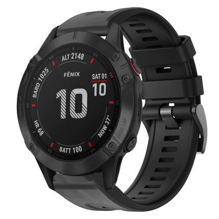 Metal Buckle Solid Color Silicone Watch Band, For Garmin Fenix 6 Pro GPS, For Garmin Fenix 6 Sapphire GPS, For Garmin Fenix 5