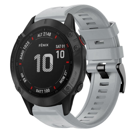 Metal Buckle Solid Color Silicone Watch Band, For Garmin Fenix 6 Pro GPS, For Garmin Fenix 6 Sapphire GPS, For Garmin Fenix 5