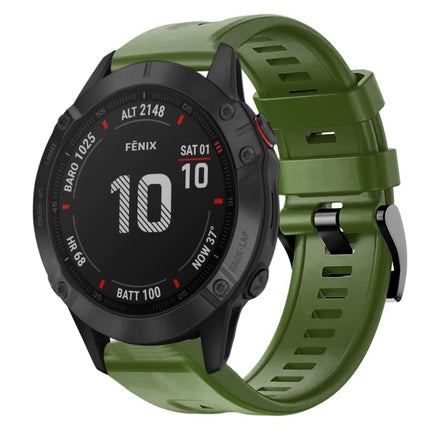 Metal Buckle Solid Color Silicone Watch Band, For Garmin Fenix 6 Pro GPS, For Garmin Fenix 6 Sapphire GPS, For Garmin Fenix 5