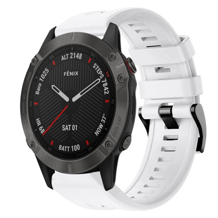 Metal Buckle Solid Color Silicone Watch Band, For Garmin Fenix 6 Pro GPS, For Garmin Fenix 6 Sapphire GPS, For Garmin Fenix 5