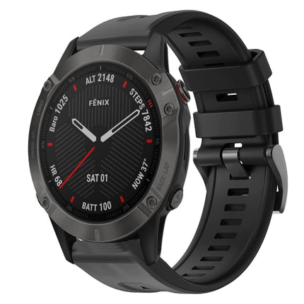 Metal Buckle Solid Color Silicone Watch Band, For Garmin Fenix 6 Pro GPS, For Garmin Fenix 6 Sapphire GPS, For Garmin Fenix 5