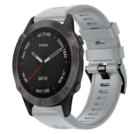 Metal Buckle Solid Color Silicone Watch Band, For Garmin Fenix 6 Pro GPS, For Garmin Fenix 6 Sapphire GPS, For Garmin Fenix 5