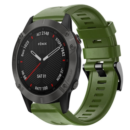 Metal Buckle Solid Color Silicone Watch Band, For Garmin Fenix 6 Pro GPS, For Garmin Fenix 6 Sapphire GPS, For Garmin Fenix 5
