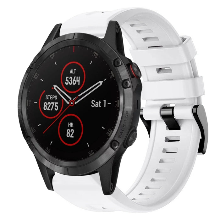 Metal Buckle Solid Color Silicone Watch Band, For Garmin Fenix 5 plus, For Garmin Quatix 5, For Garmin Quatix 5 Sapphire