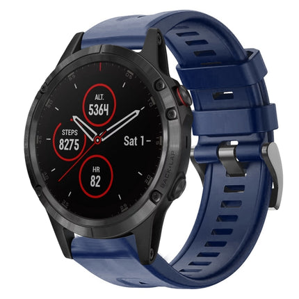 Metal Buckle Solid Color Silicone Watch Band, For Garmin Fenix 5 plus, For Garmin Quatix 5, For Garmin Quatix 5 Sapphire