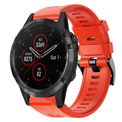 Metal Buckle Solid Color Silicone Watch Band, For Garmin Fenix 5 plus, For Garmin Quatix 5, For Garmin Quatix 5 Sapphire