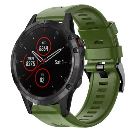 Metal Buckle Solid Color Silicone Watch Band, For Garmin Fenix 5 plus, For Garmin Quatix 5, For Garmin Quatix 5 Sapphire