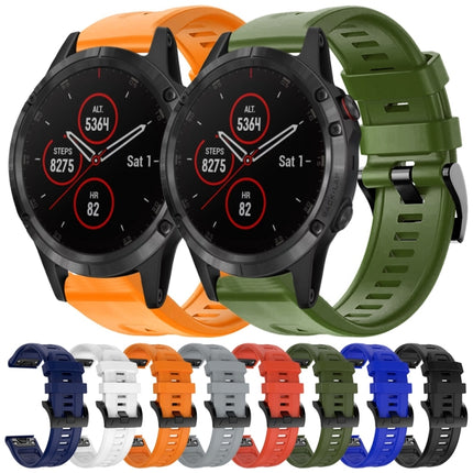 Metal Buckle Solid Color Silicone Watch Band, For Garmin Fenix 5 plus, For Garmin Quatix 5, For Garmin Quatix 5 Sapphire