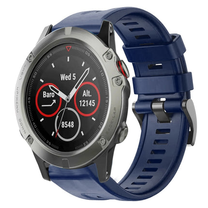 Metal Buckle Solid Color Silicone Watch Band, For Garmin Fenix 5 plus, For Garmin Quatix 5, For Garmin Quatix 5 Sapphire