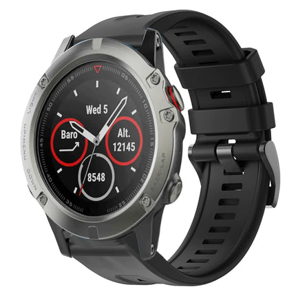 Metal Buckle Solid Color Silicone Watch Band, For Garmin Fenix 5 plus, For Garmin Quatix 5, For Garmin Quatix 5 Sapphire