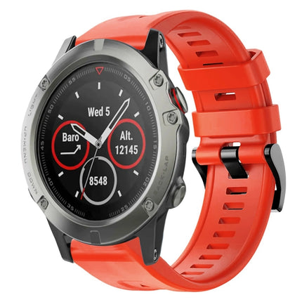 Metal Buckle Solid Color Silicone Watch Band, For Garmin Fenix 5 plus, For Garmin Quatix 5, For Garmin Quatix 5 Sapphire