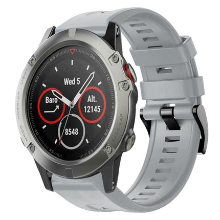 Metal Buckle Solid Color Silicone Watch Band, For Garmin Fenix 5 plus, For Garmin Quatix 5, For Garmin Quatix 5 Sapphire