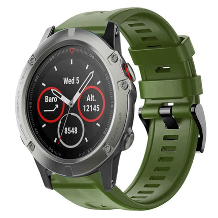 Metal Buckle Solid Color Silicone Watch Band, For Garmin Fenix 5 plus, For Garmin Quatix 5, For Garmin Quatix 5 Sapphire