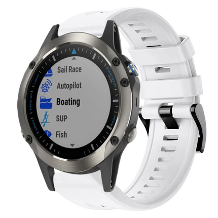 Metal Buckle Solid Color Silicone Watch Band, For Garmin Fenix 5 plus, For Garmin Quatix 5, For Garmin Quatix 5 Sapphire