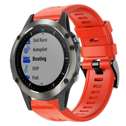 Metal Buckle Solid Color Silicone Watch Band, For Garmin Fenix 5 plus, For Garmin Quatix 5, For Garmin Quatix 5 Sapphire