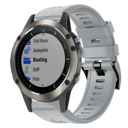Metal Buckle Solid Color Silicone Watch Band, For Garmin Fenix 5 plus, For Garmin Quatix 5, For Garmin Quatix 5 Sapphire