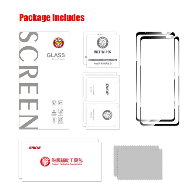 For Asus Rog Phone 6 / 6D / 6 Pro ENKAY Full Glue 0.26mm 9H 2.5D Tempered Glass Full Film, 2pcs