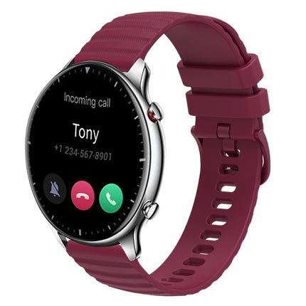 22mm Wavy Dotted Solid-Color Silicone Watch Band, For Amazfit GTR 2, For Amazfit 3 Stratos