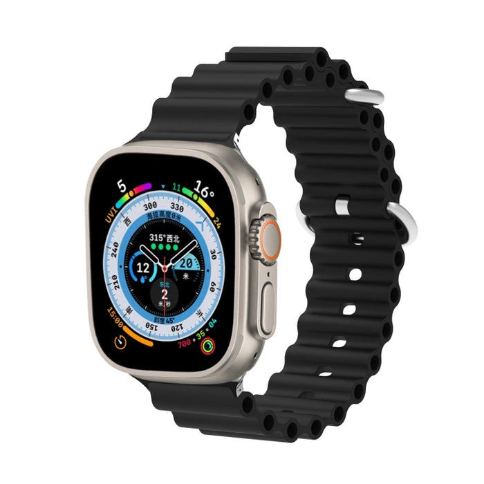 Ocean Silicone Metal Head Watch Band, For Apple Watch Ultra 49mm / Series 8&7 45mm