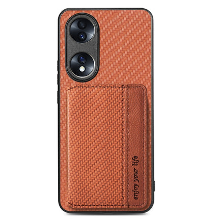 For Honor 70 Carbon Fiber Magnetic Card Bag Phone Case