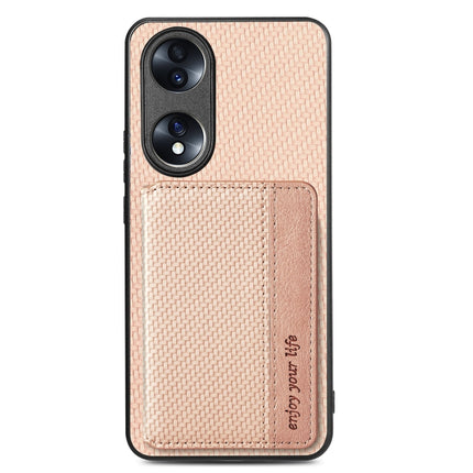 For Honor 70 Carbon Fiber Magnetic Card Bag Phone Case